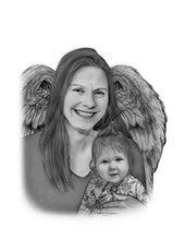 Load image into Gallery viewer, Black & White Portrait with Angel Wings