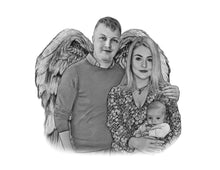 Load image into Gallery viewer, Black & White Portrait with Angel Wings