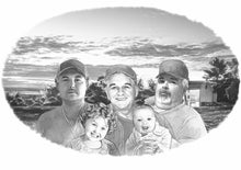 Load image into Gallery viewer, Black and white portrait with background -Family drawing with country scene - Black & white portrait - drawings and portraits from your photos - drawking.com - DrawKing