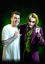 Load image into Gallery viewer, Color portrait - Man drawn with Joker- colour portrait - drawings and portraits from your photos - drawking.com - DrawKi