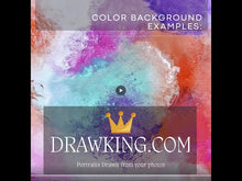 Load and play video in Gallery viewer, Color Portrait with a character (with a drawn background)