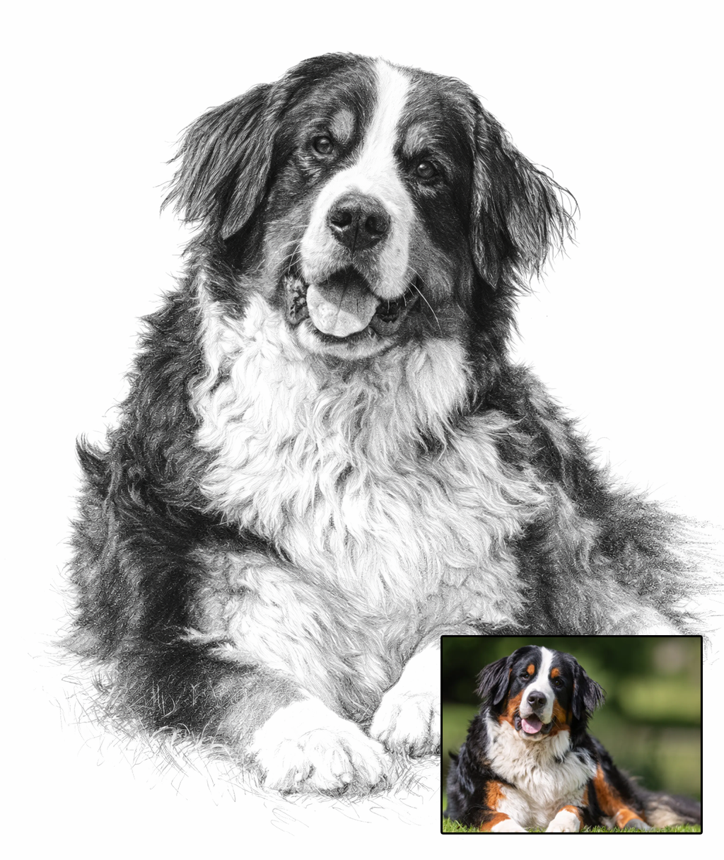 Pet portrait in pencil