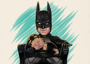 Color portrait - baby drawn with batman - colour portrait - drawings and portraits from your photos - drawking.com - DrawKing