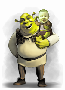 Colour with character - Little boy drawn with dreamworks Shrek - Color drawing -drawings and portraits from your photos - drawking.com - Drawking
